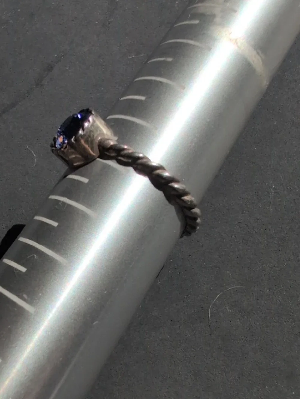 Brighton Silver Twisted Band Ring with Purple Gemstone Size 9.5